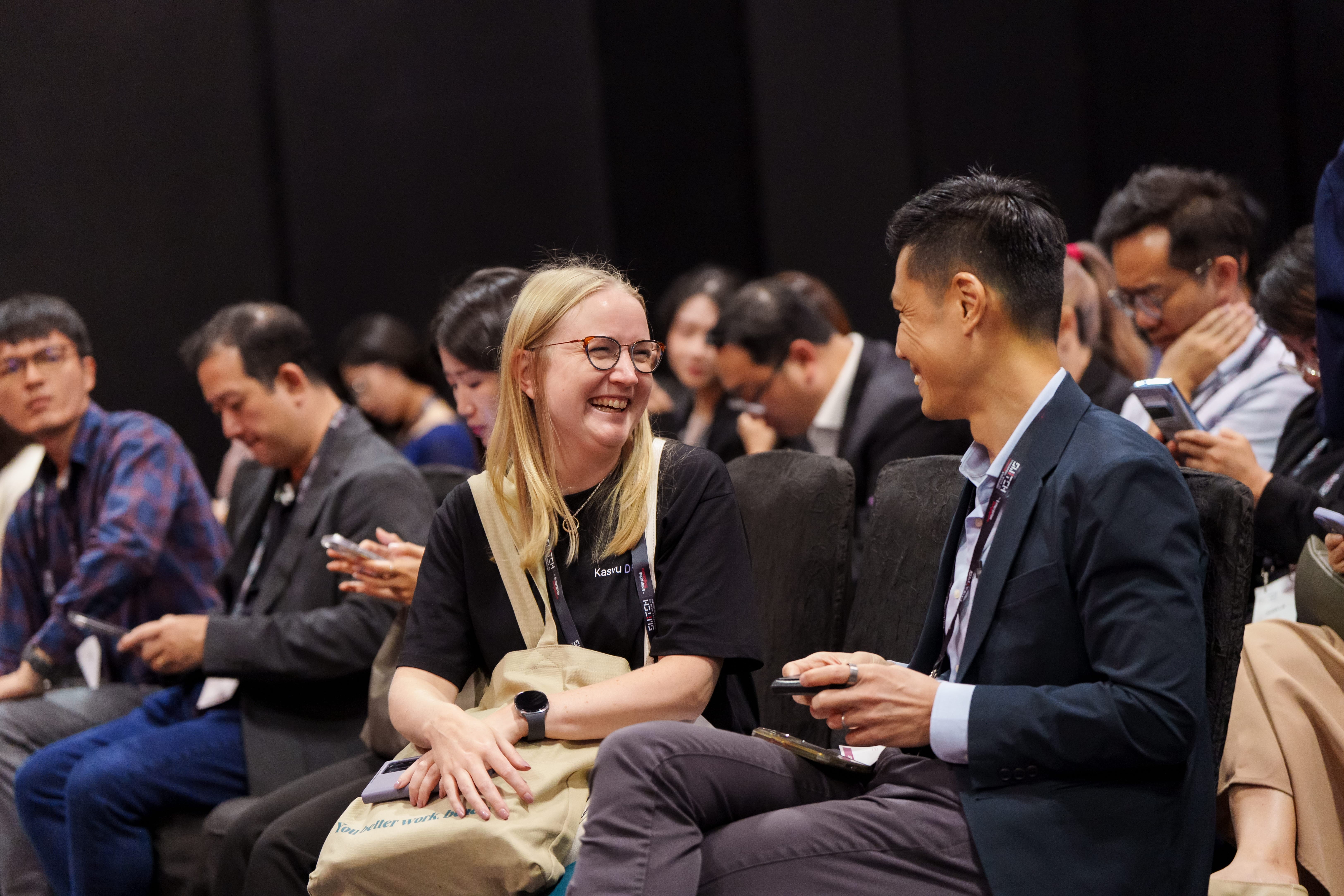 Audience members networking